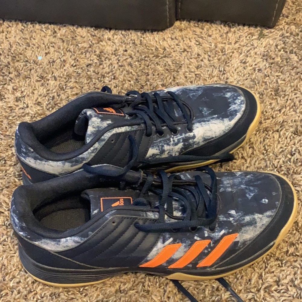 adidas Men's Ligra 5 Volleyball Shoe, Legend Ink/Hi-Res Red /Orange Two, 7.5M/9W